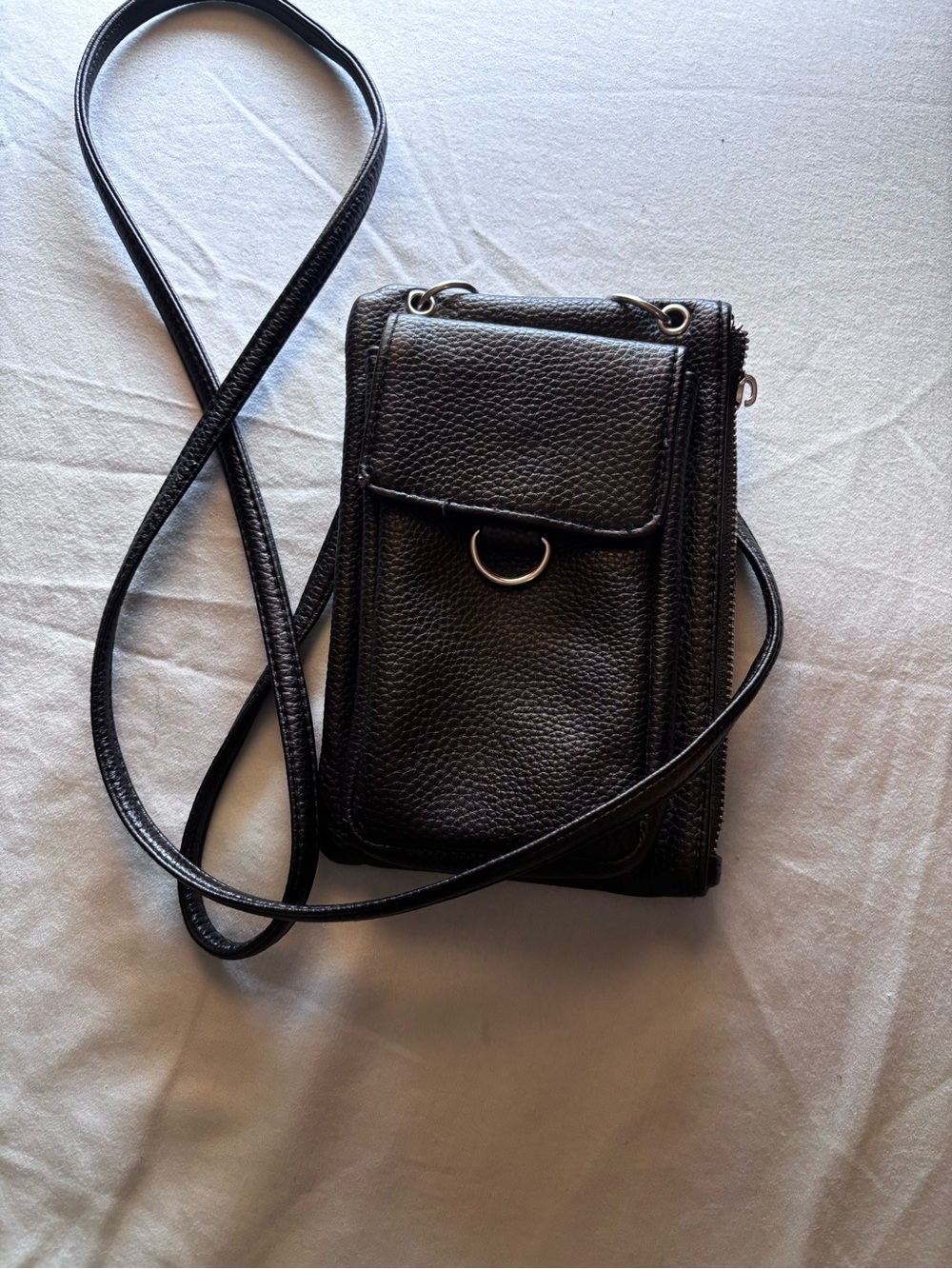 Women's Black Crossbody Phone Bag with Card Slots